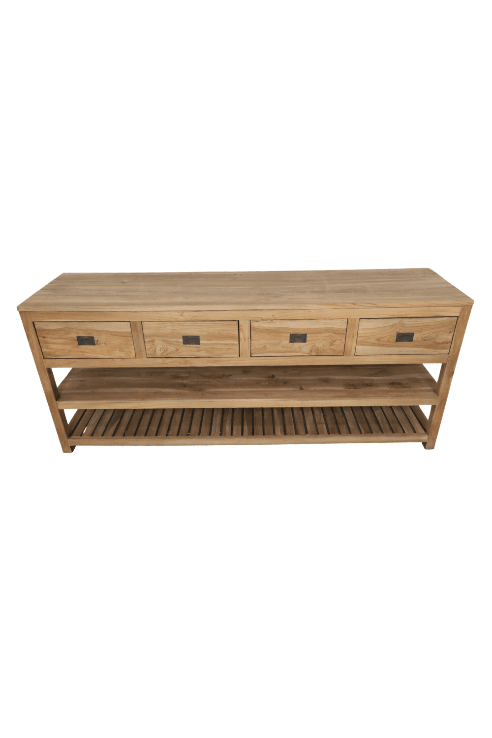 groot Teak houten badkamermeubel 200 cm 4 lades en 2 onderplanken