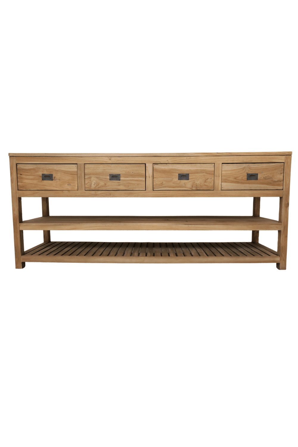 groot Teak houten badkamermeubel 200 cm 4 lades en 2 onderplanken