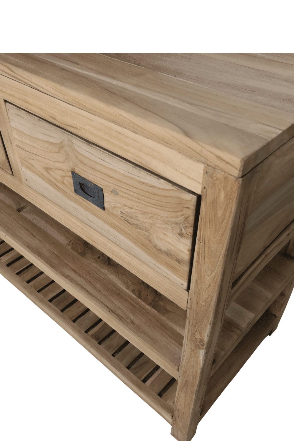 groot Teak houten badkamermeubel 200 cm 4 lades en 2 onderplanken