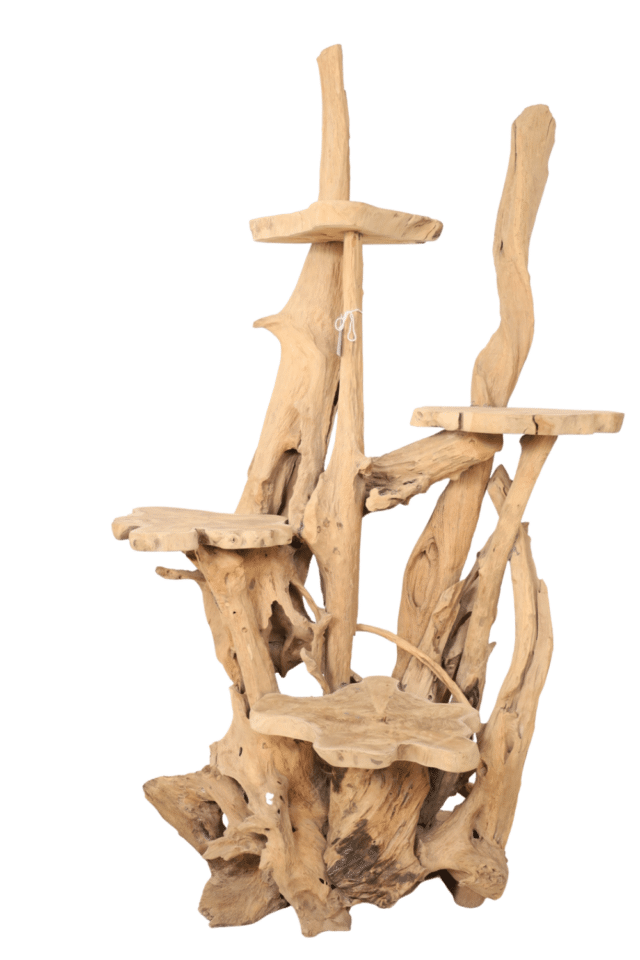 Teak houten etagere kattenpaal 110x75x195 cm