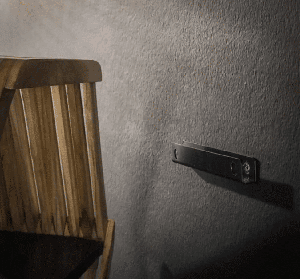 Teak houten wandrek set van 2, 6 hoek