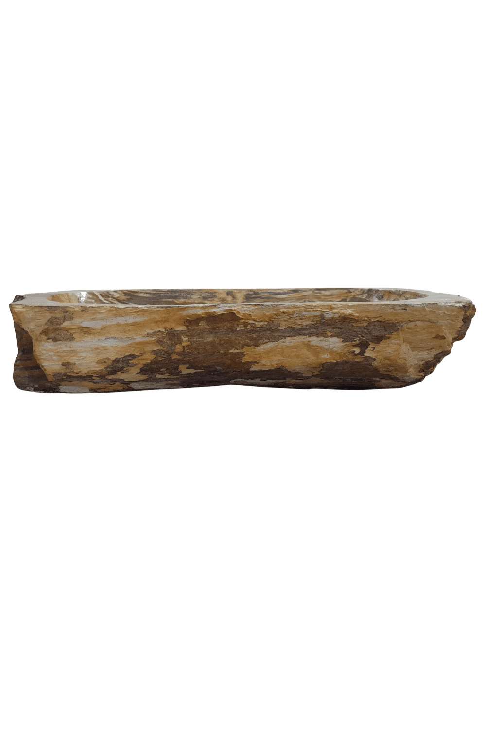Fossiele versteend houten wasbak beige bruin 81x35x15 cm