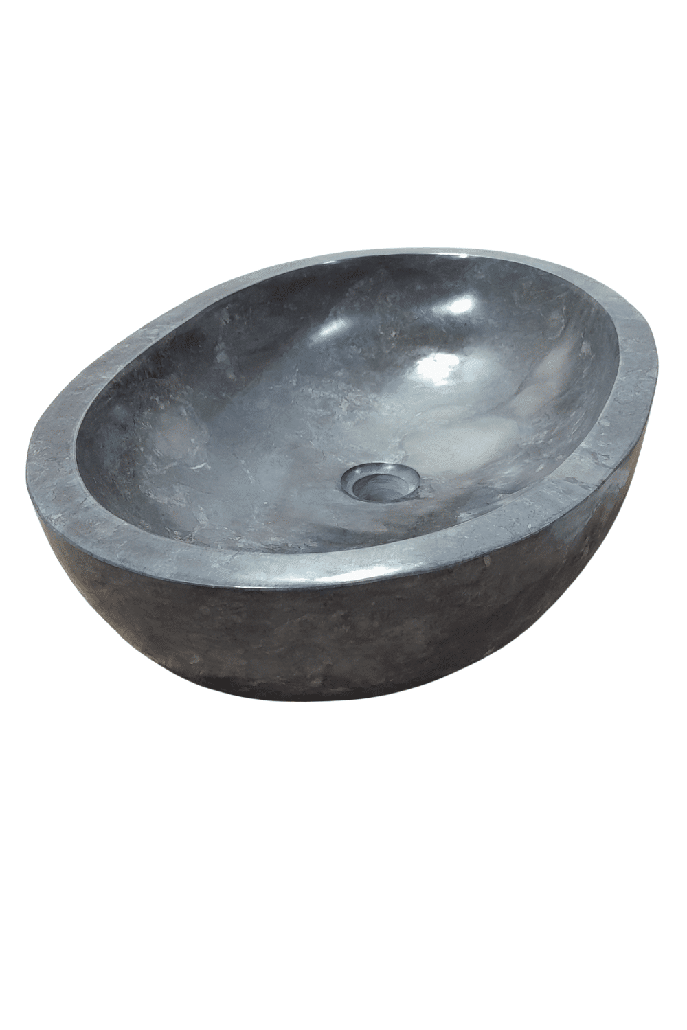 Grijze ovale wasbak marmer 60x40x15 cm