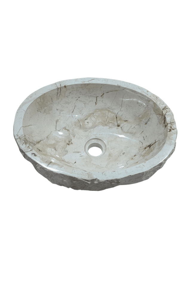 Witte creme ovale wasbak marmer 42x32x15 cm