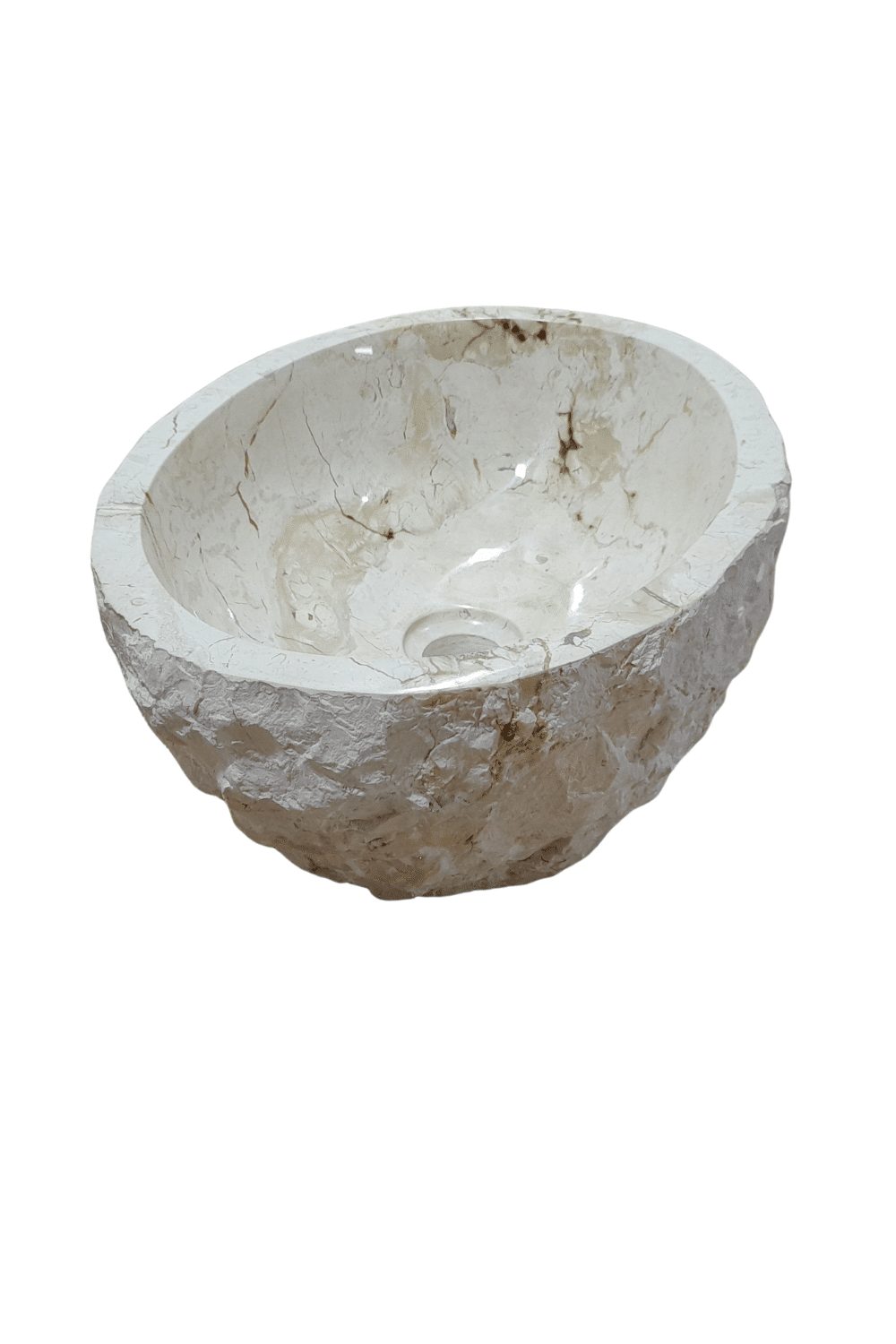 Witte creme ovale wasbak marmer 42x32x15 cm