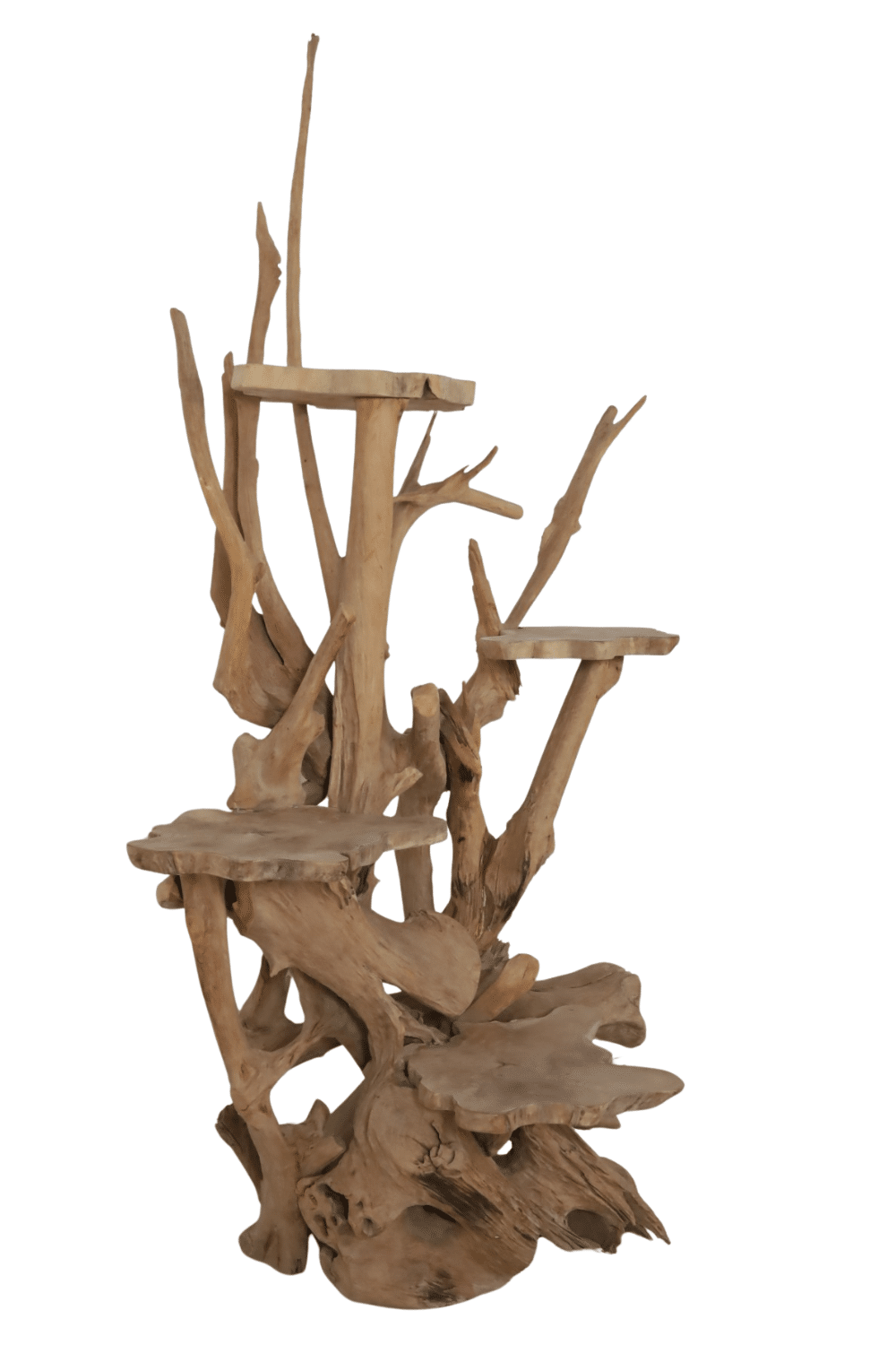 Wortelteak Kattenpaal / Etagère houten Kattenpaal Wortelteak kattenpaal 130x80x214