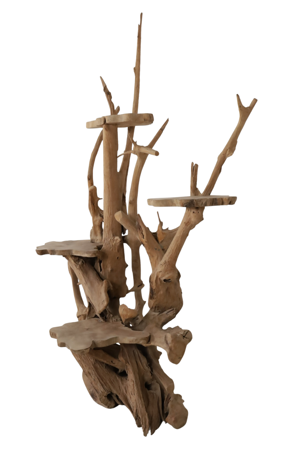 Wortelteak Kattenpaal / Etagère houten Kattenpaal Wortelteak kattenpaal 130x80x214