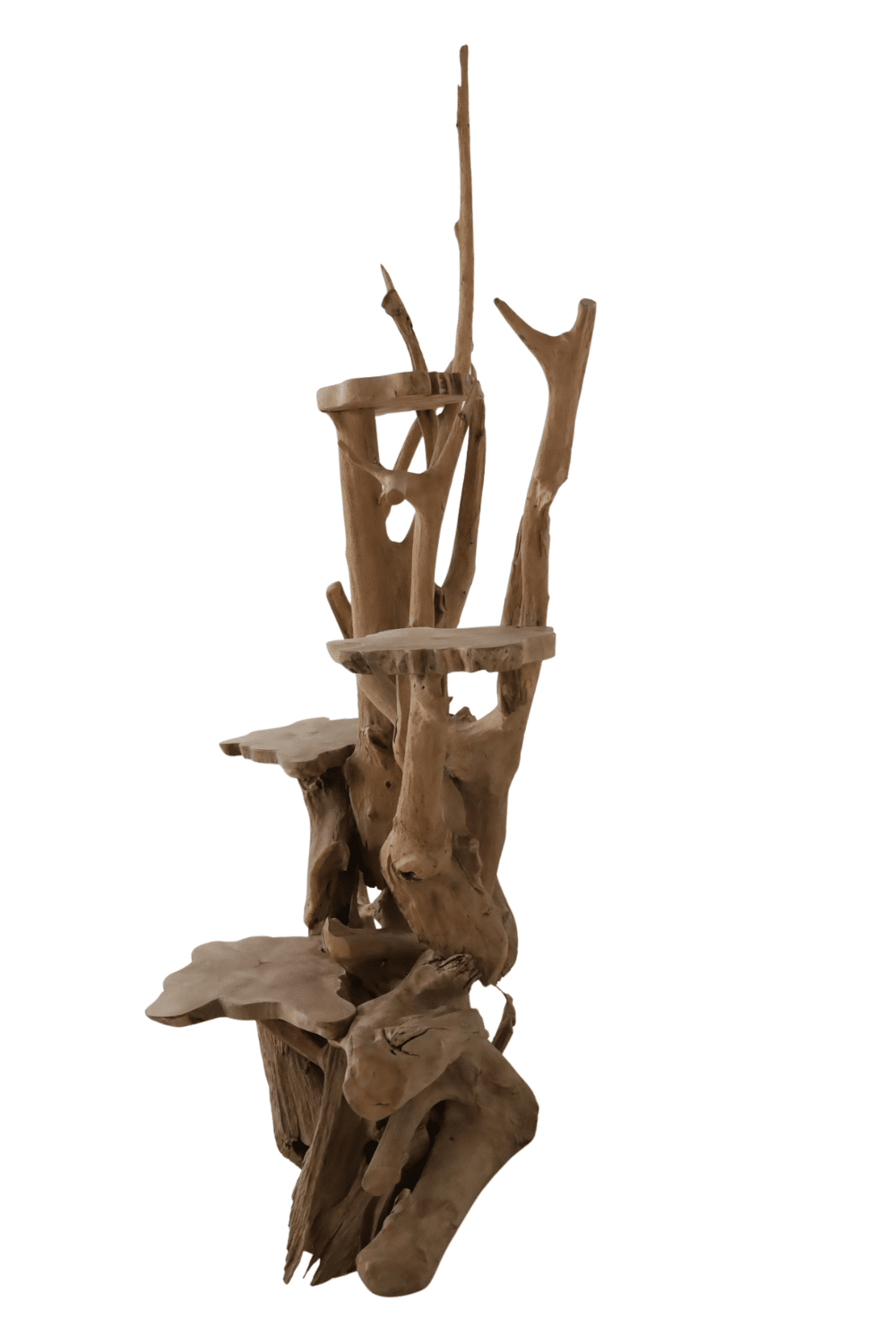 Wortelteak Kattenpaal / Etagère houten Kattenpaal Wortelteak kattenpaal 130x80x214