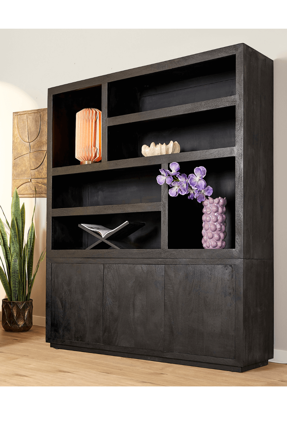 zwarte vakkenkast 160x45x200 cm