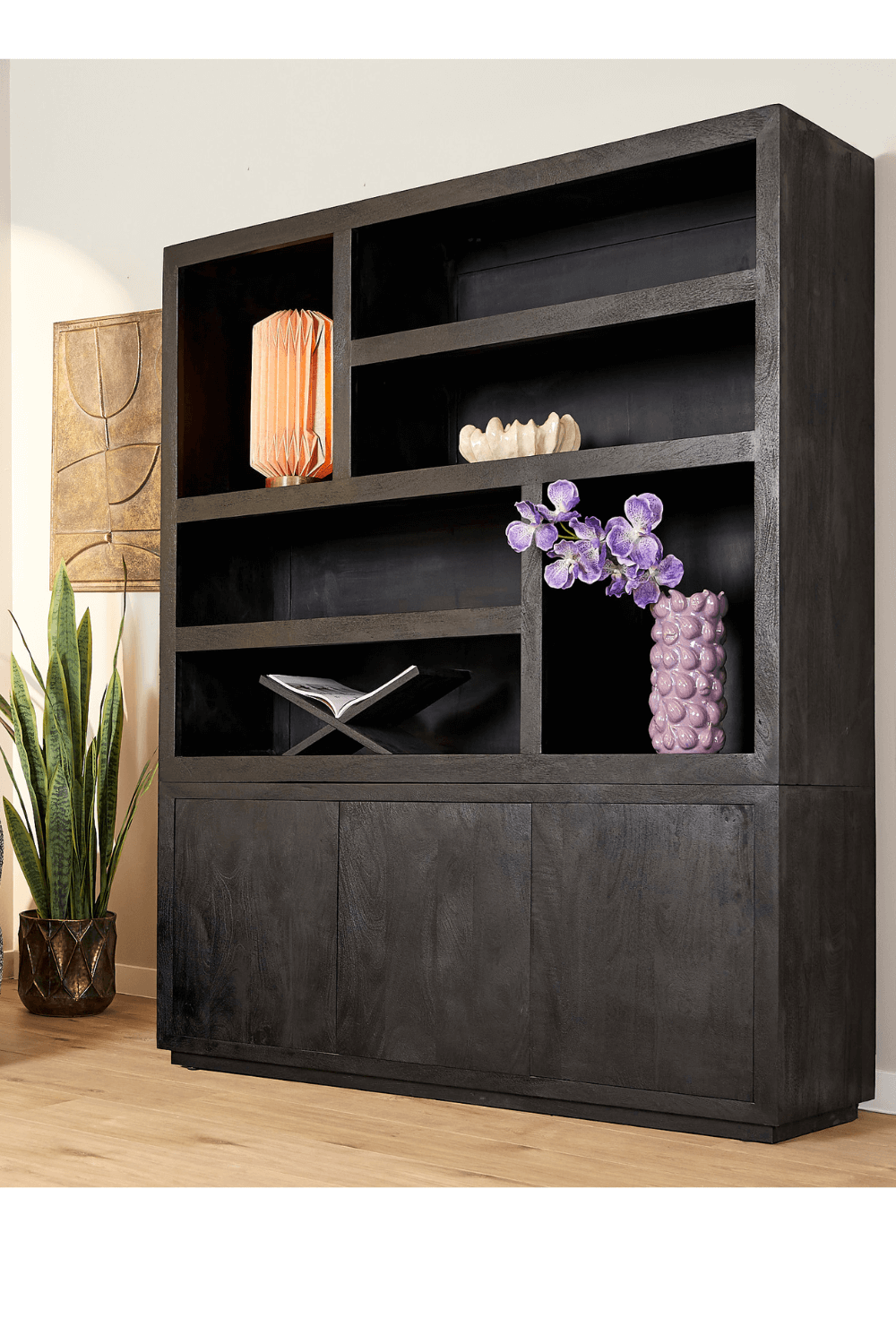 zwarte vakkenkast 160x45x200 cm