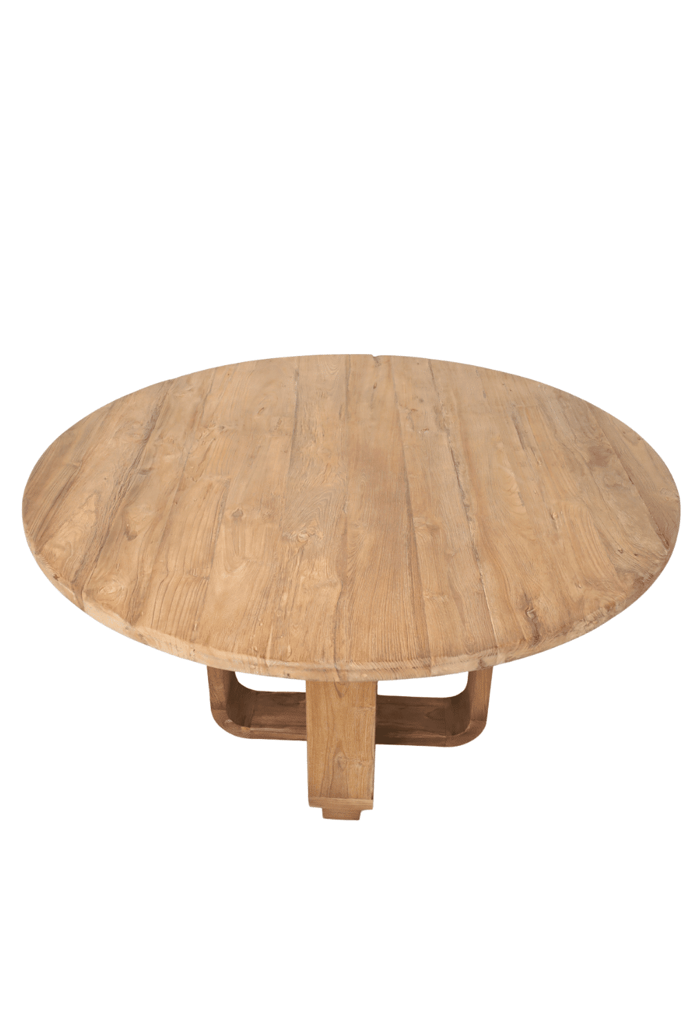 Landelijke ronde teak houten eettafel 140 cm met houten poot