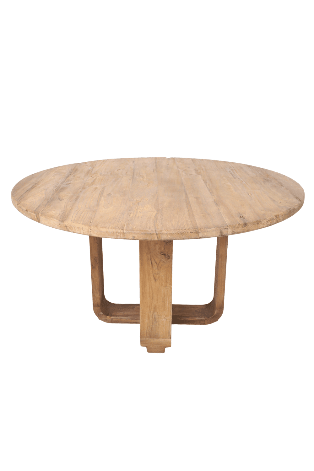 Landelijke ronde teak houten eettafel 140 cm met houten poot