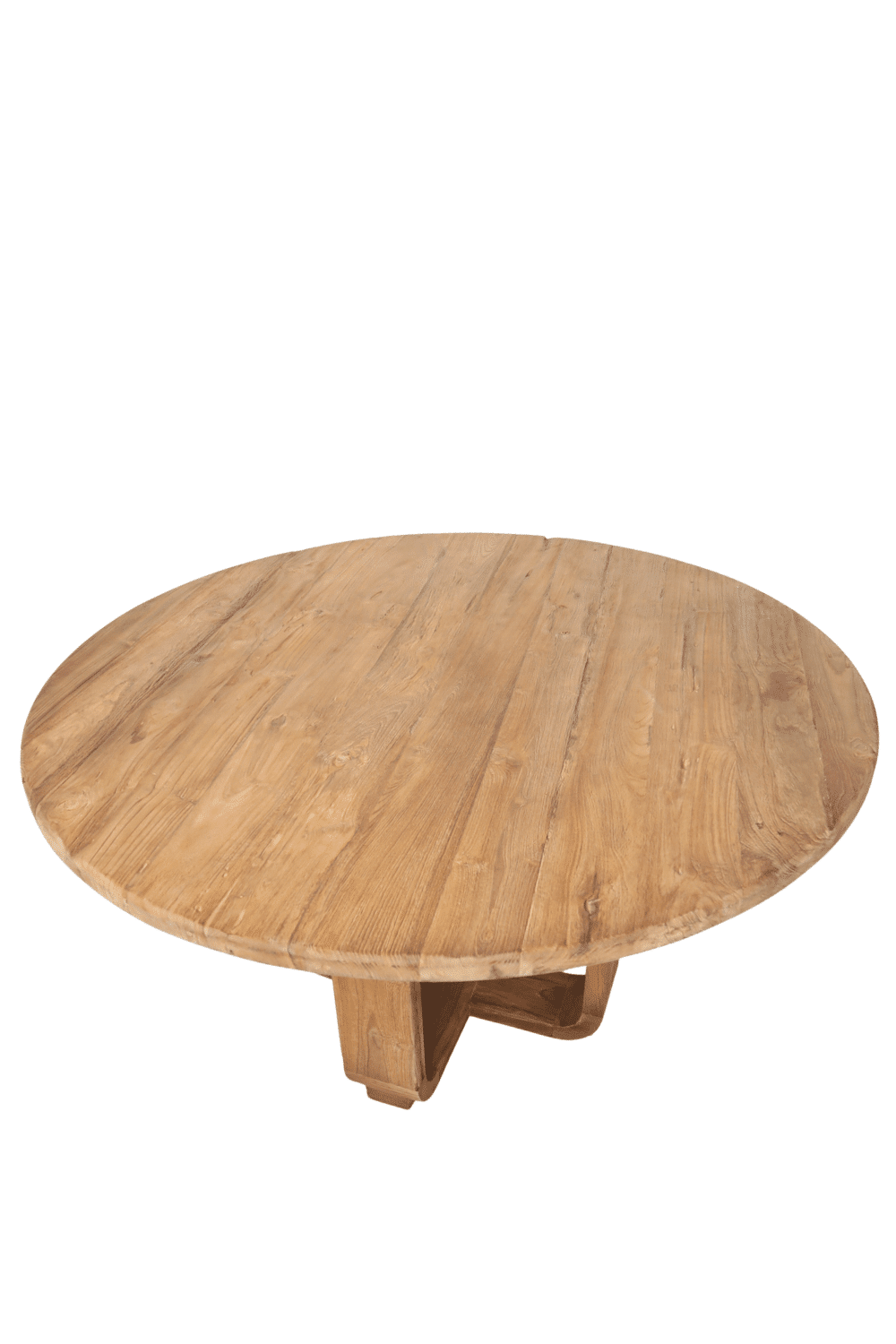 Landelijke ronde teak houten eettafel 140 cm met houten poot