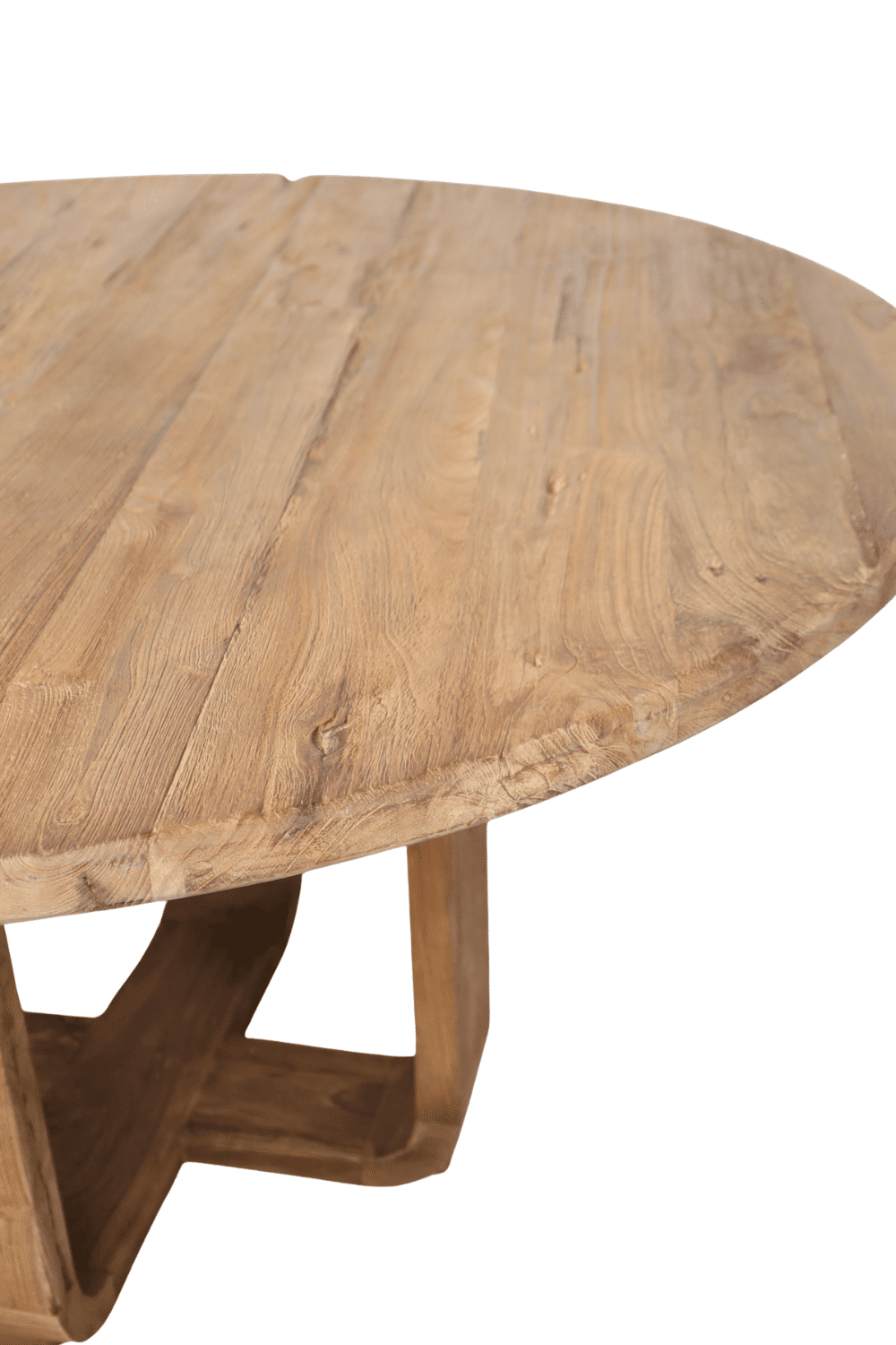 Landelijke ronde teak houten eettafel 140 cm met houten poot