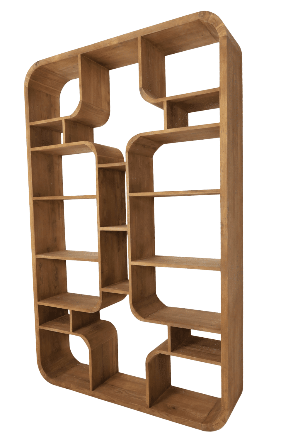 Roomdivider vakkenkast open teak hout 140x30x220 cm