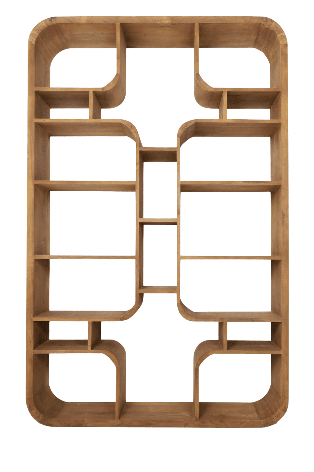 Roomdivider vakkenkast open teak hout 140x30x220 cm