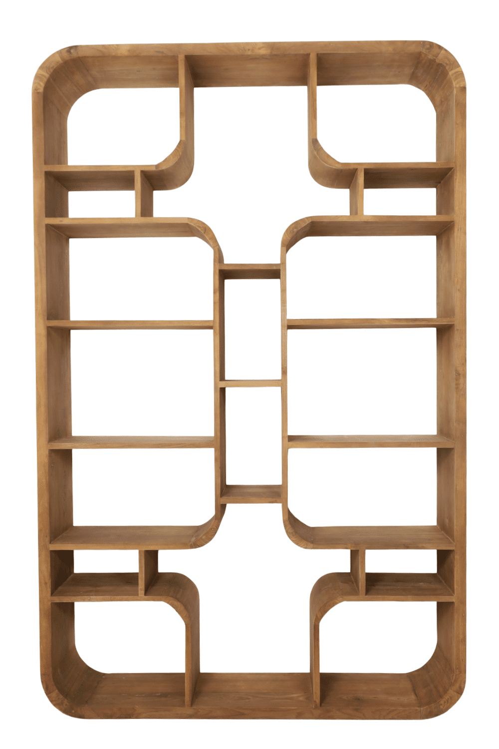 Roomdivider vakkenkast open teak hout 140x30x220 cm