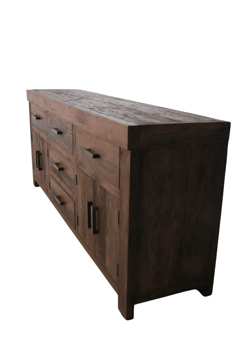 Stoer robuust houten dressoir donker bruin dressoir lucia 220x52x90 cm