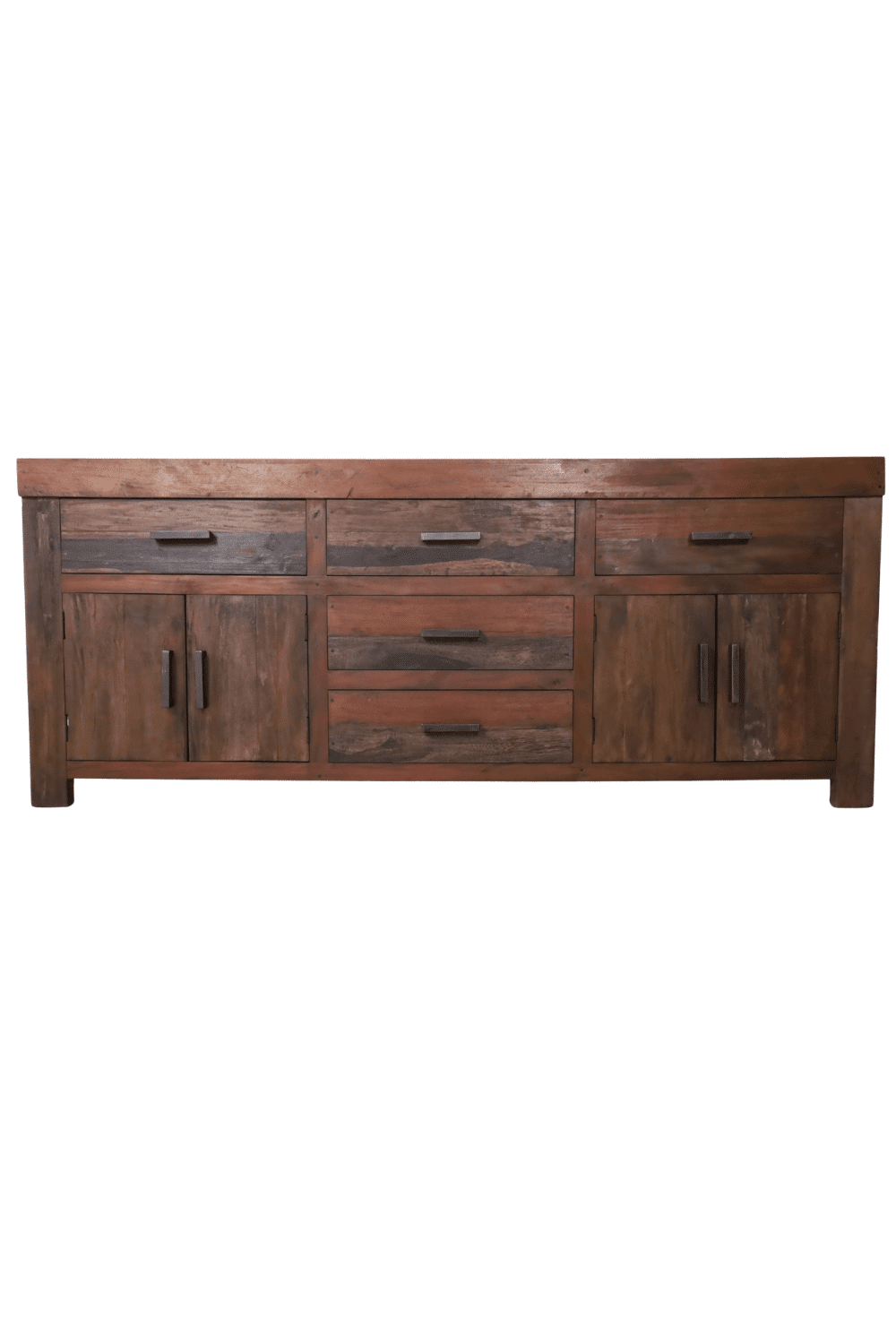 Stoer robuust houten dressoir donker bruin dressoir lucia 220x52x90 cm
