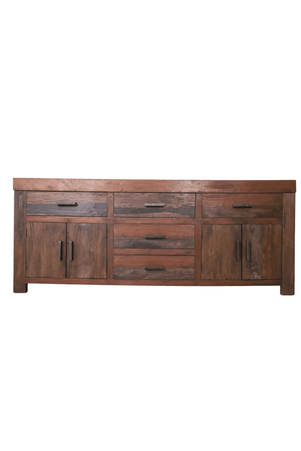 Stoer robuust houten dressoir donker bruin dressoir lucia 220x52x90 cm
