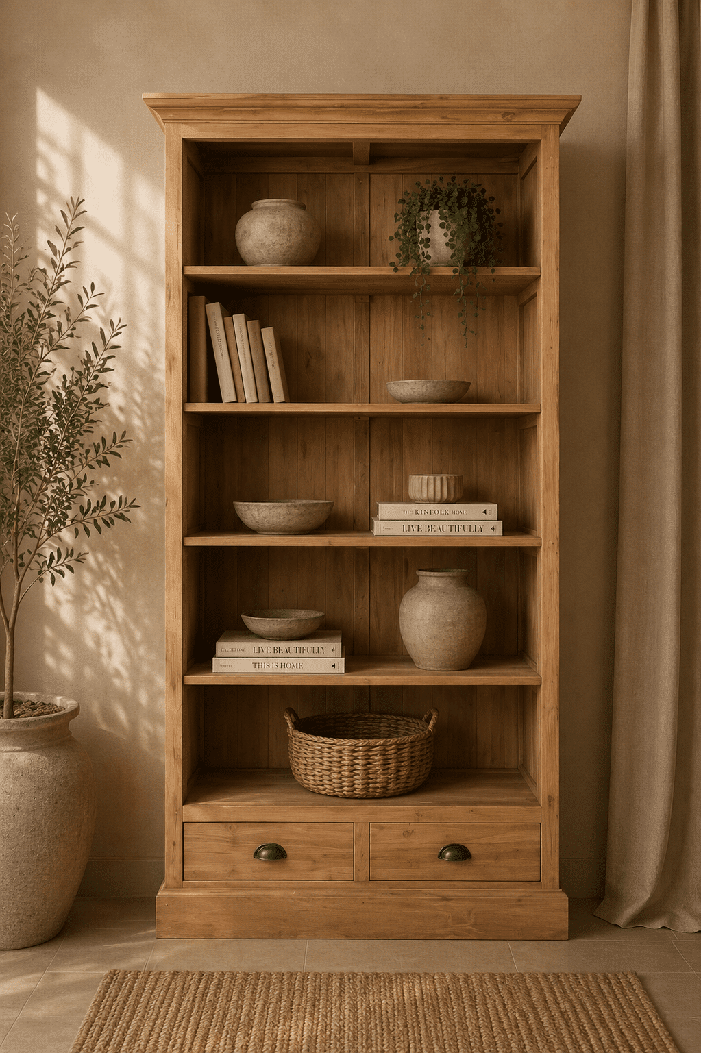 Teak houten boekenkast- Teak houten boekenkast-