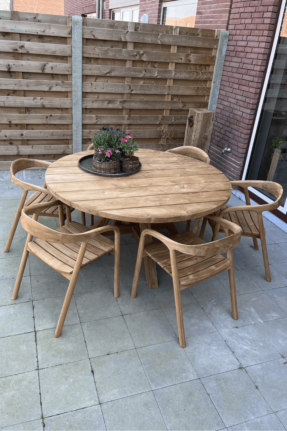 Teak houten ronde tuin tafel 150 cm