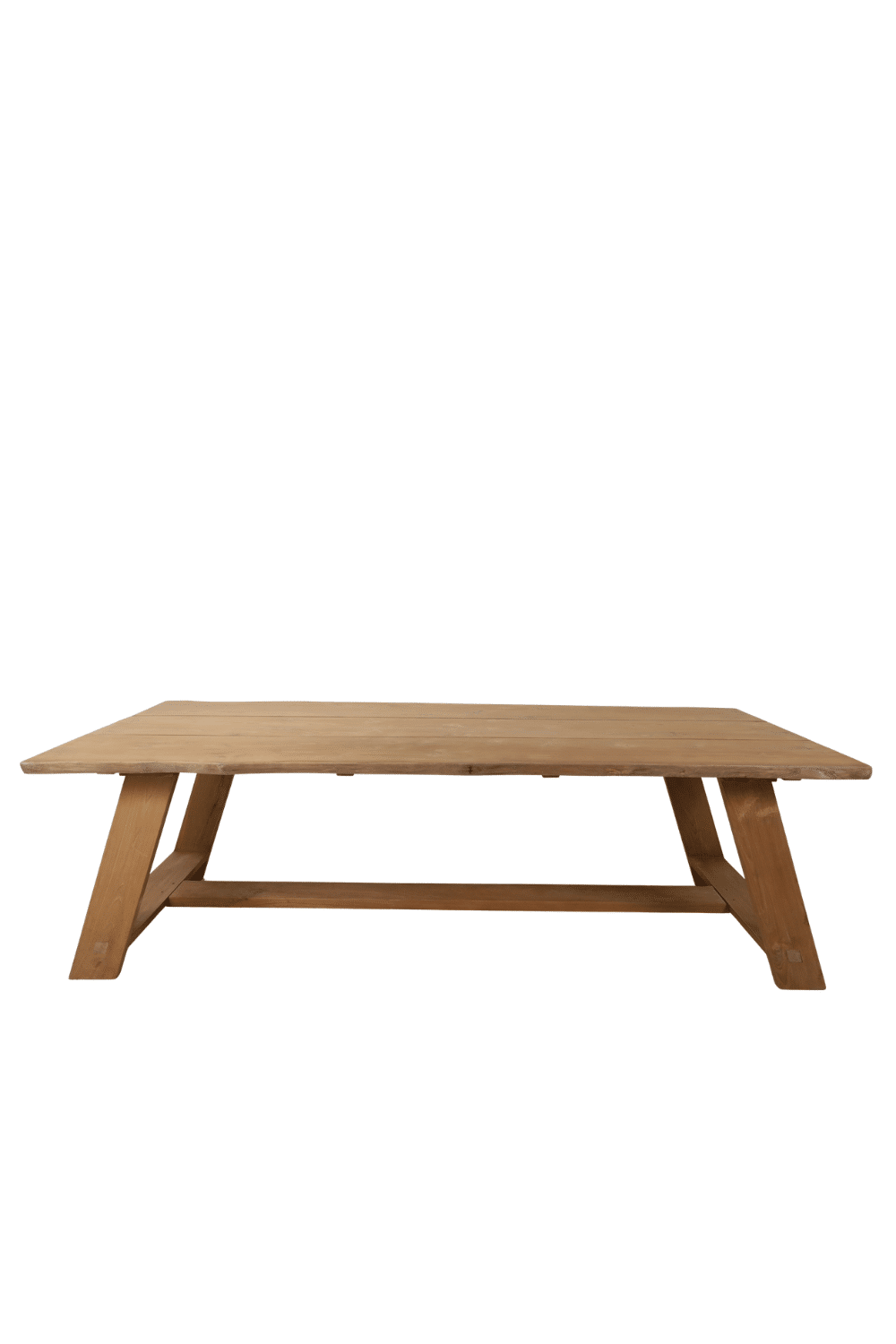 Teak houten tuin tafel met boomstam rand 250x100x78 cm