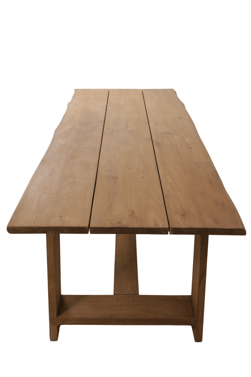 Teak houten tuin tafel met boomstam rand 250x100x78 cm