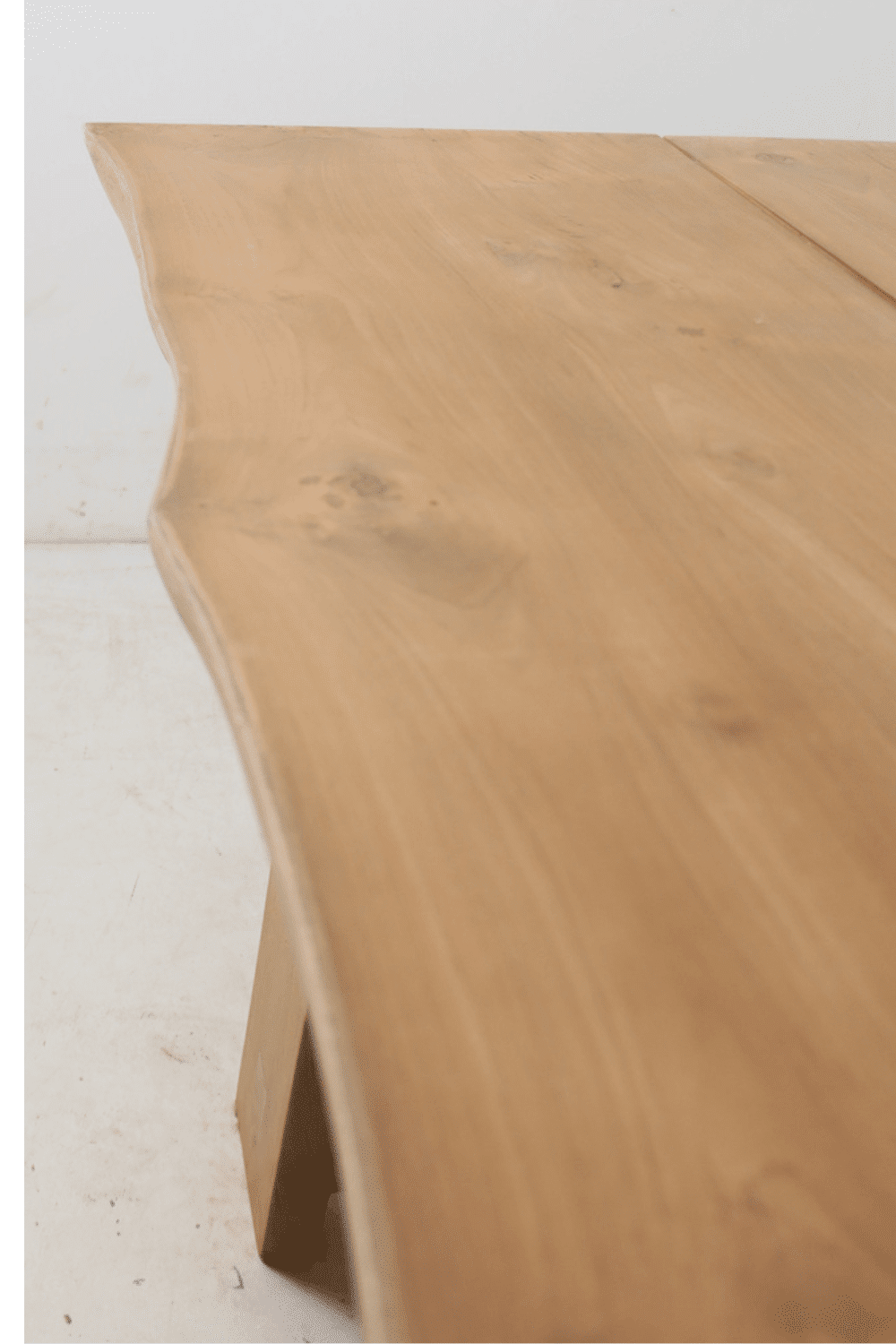 Teak houten tuin tafel met boomstam rand 250x100x78 cm