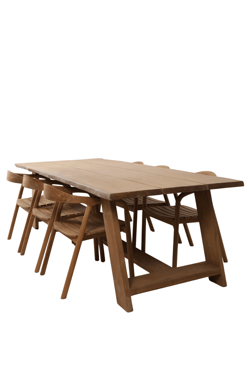 Teak houten tuin tafel met boomstam rand 250x100x78 cm