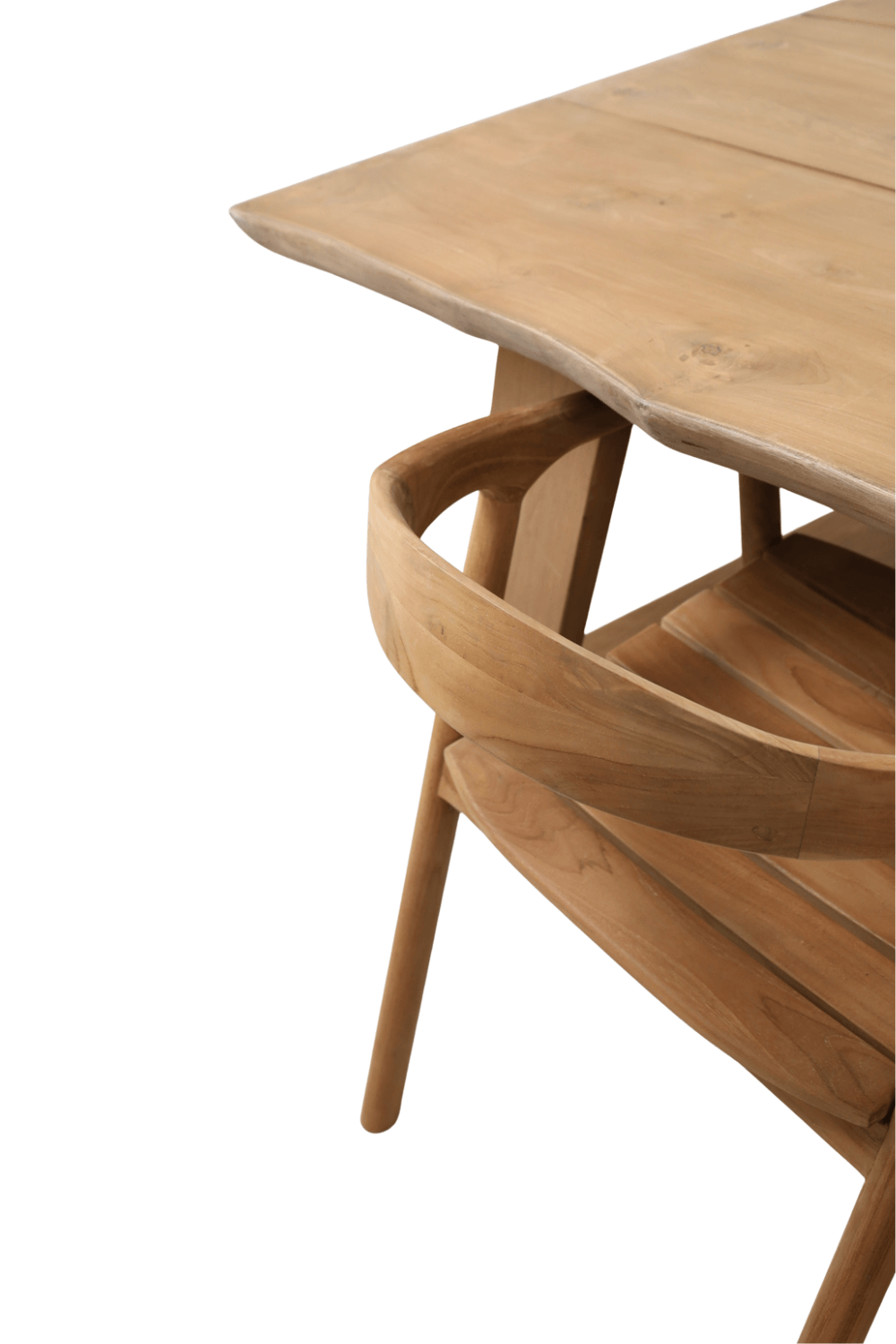 Teak houten tuin tafel met boomstam rand 250x100x78 cm