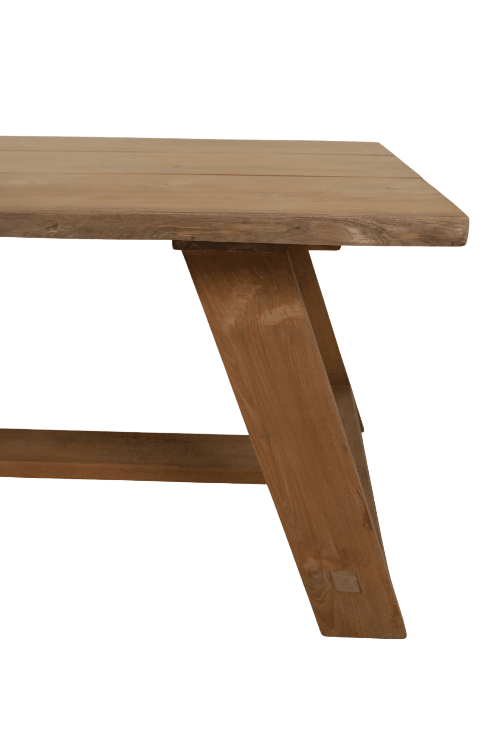 Teak houten tuin tafel met boomstam rand 250x100x78 cm
