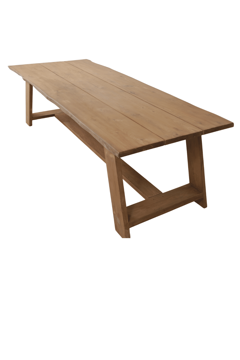 Teak houten tuin tafel met boomstam rand 250x100x78 cm