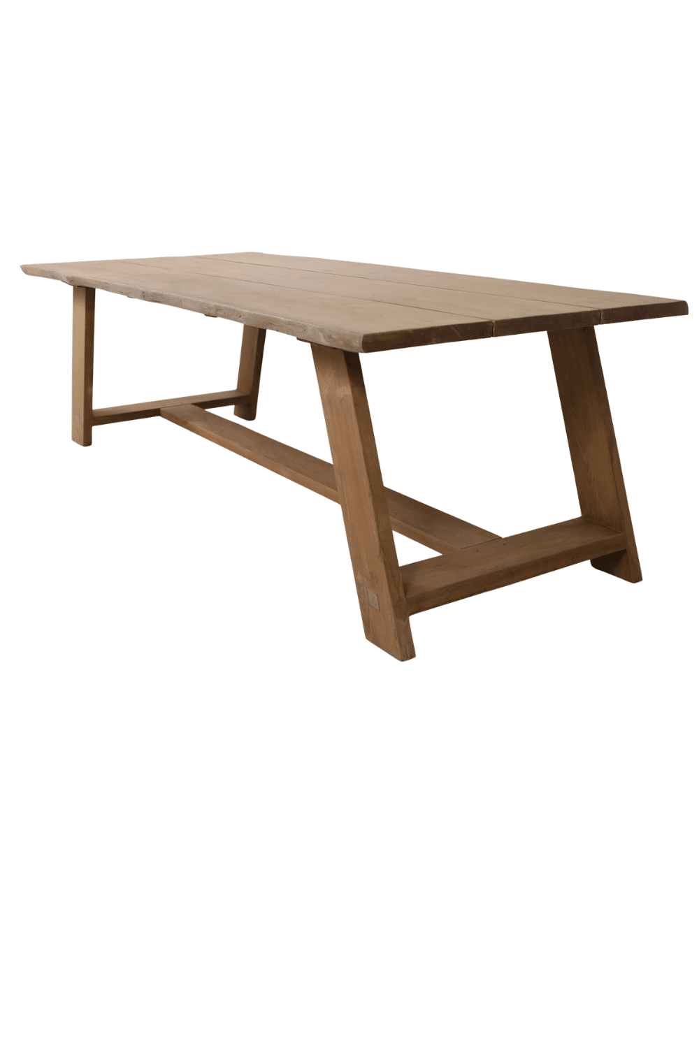 Teak houten tuin tafel met boomstam rand 250x100x78 cm