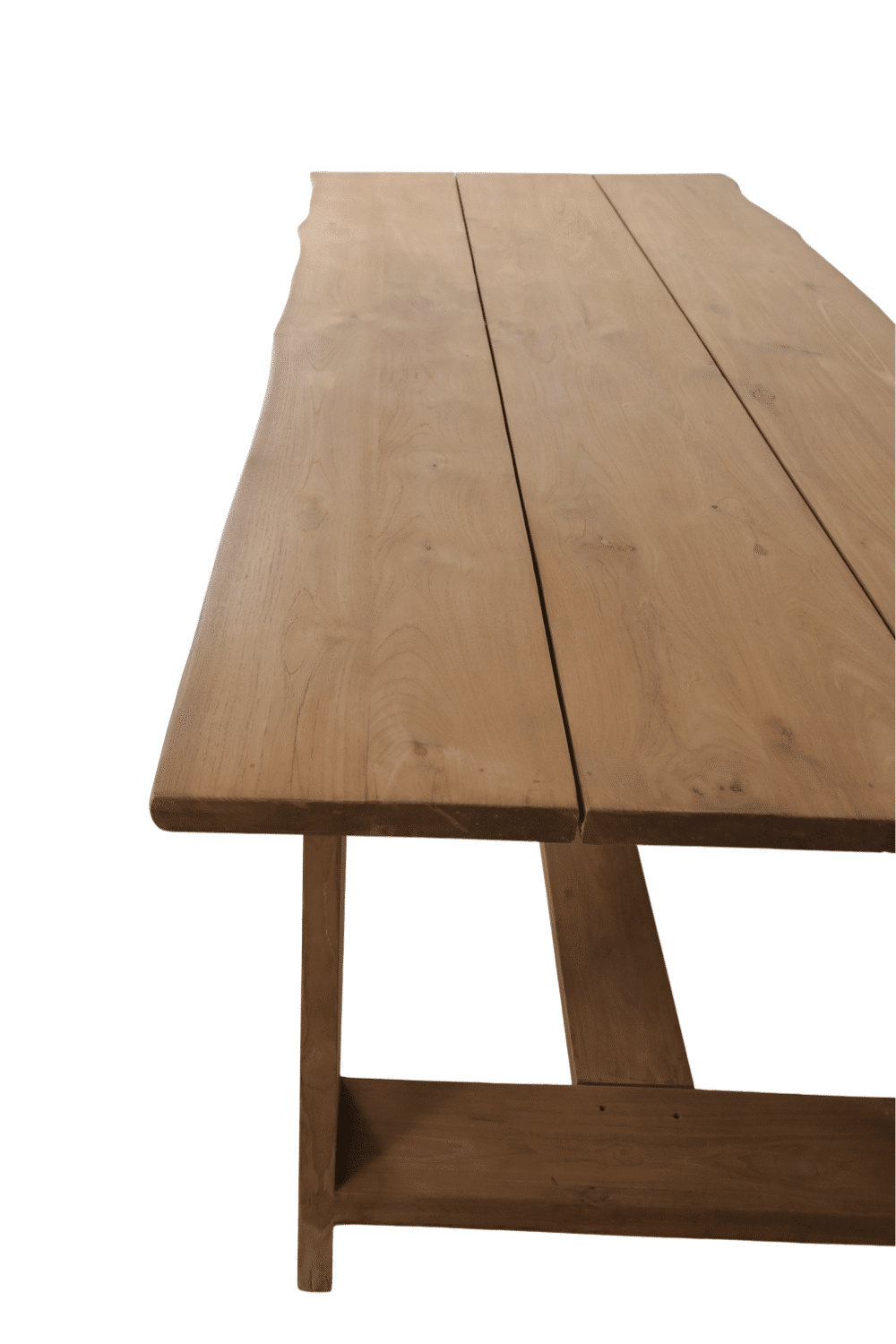 Teak houten tuin tafel met boomstam rand 250x100x78 cm