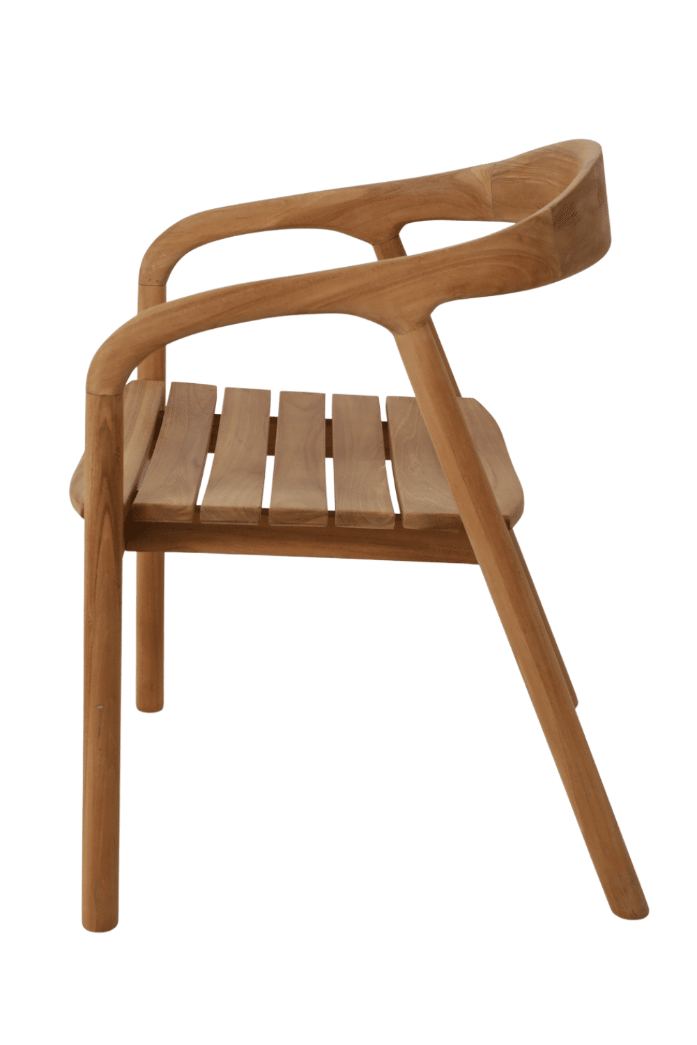 Teak houten ronde tuinstoelen met arm leuning cafe stoeltje