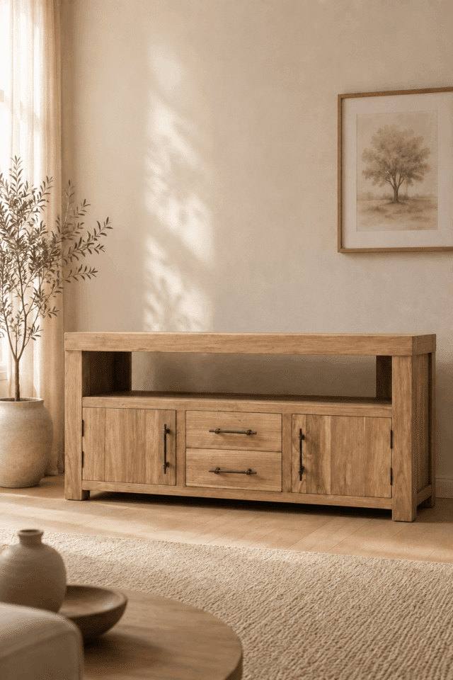 Tv meubel robuust teak hout 145x50x70 cm