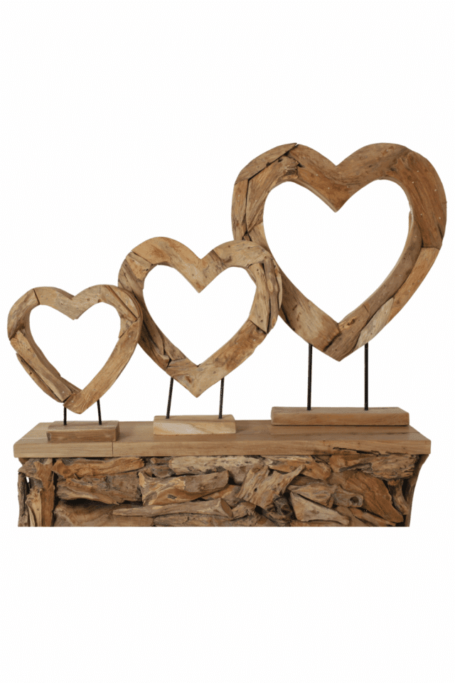 wortel teak houten harten