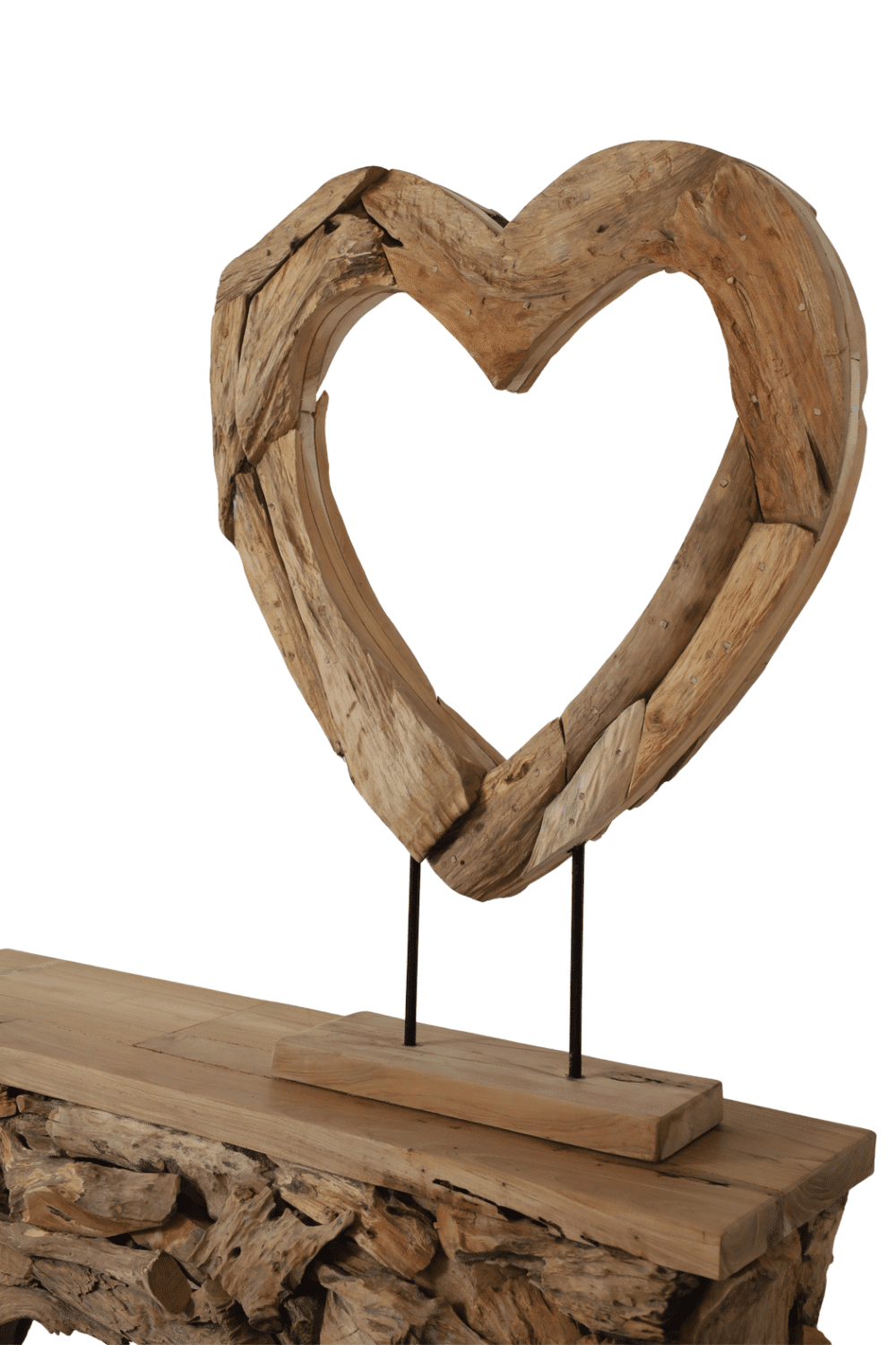 wortel teak hart raamdecoratie