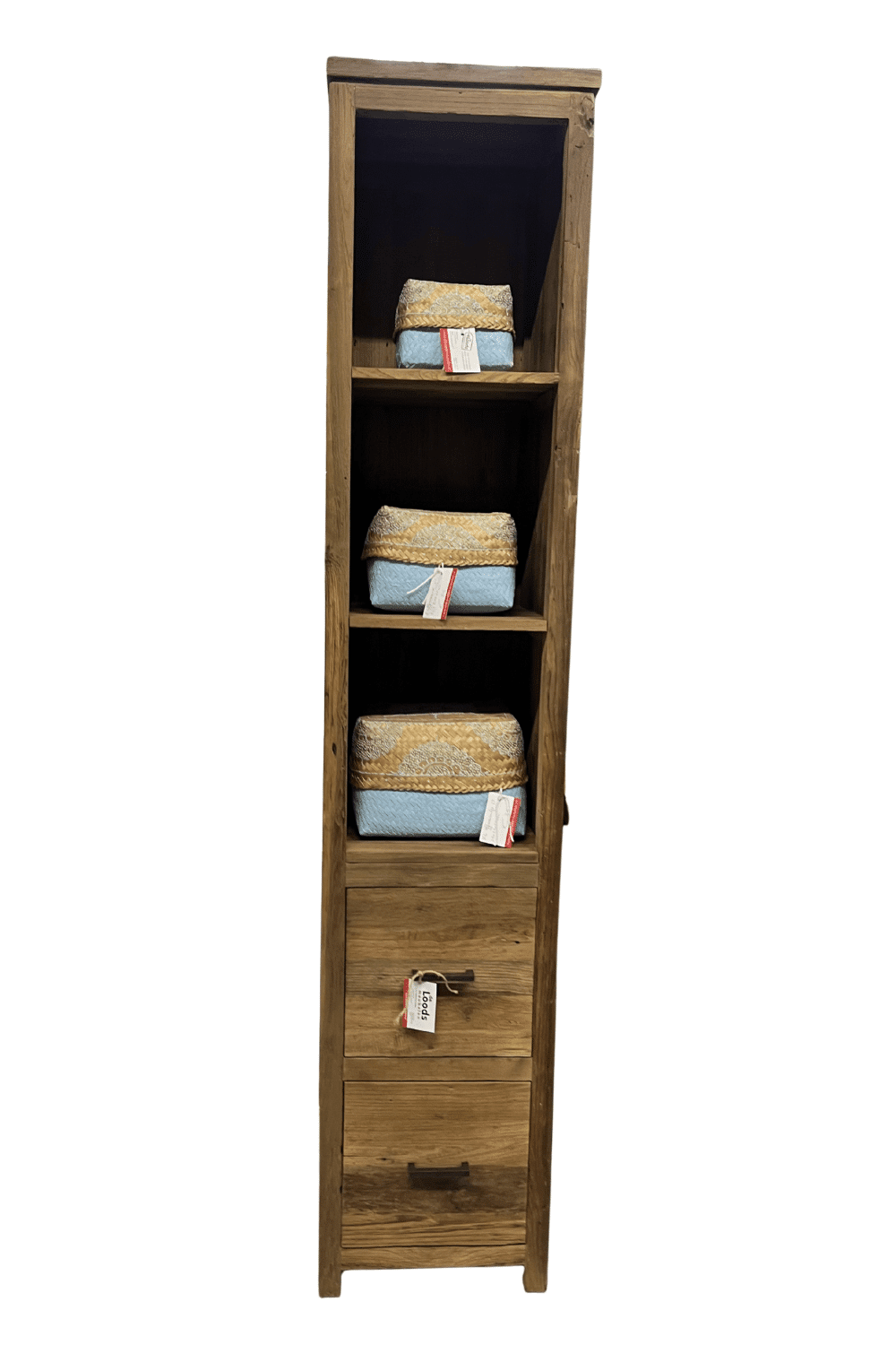 teak houten kolomkast