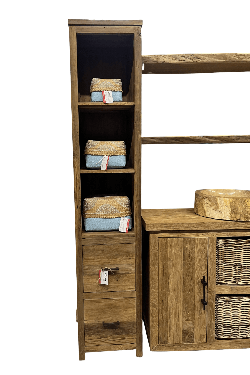 teak houten kolomkast