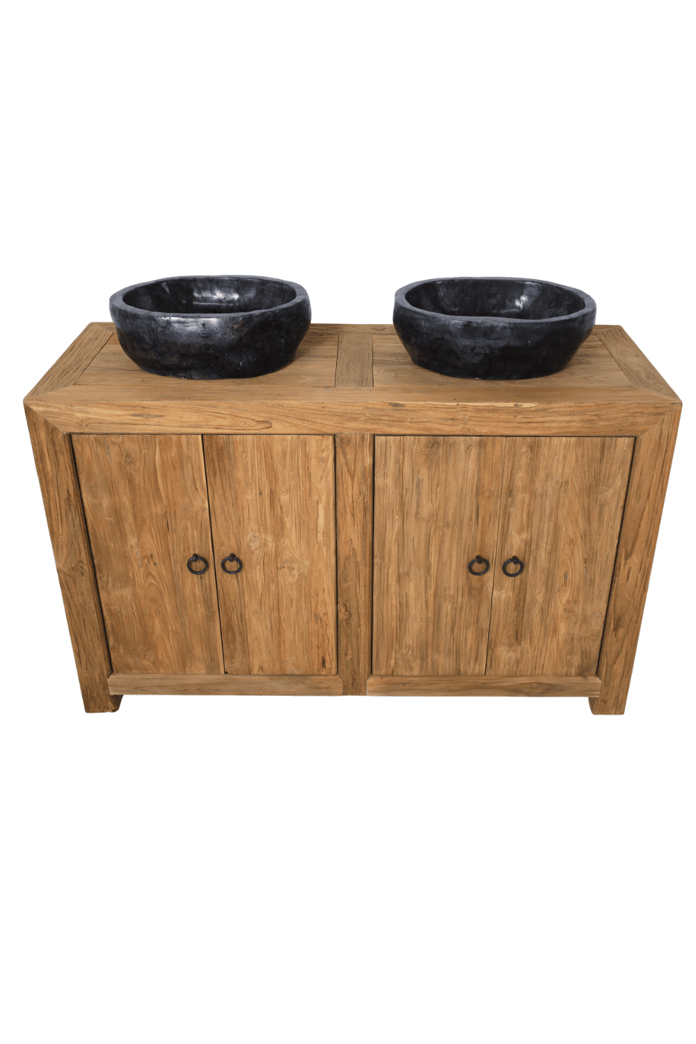 Landelijk teak houten Badkamermeubel alleen deurtjes, geen lades 135x50x85cm