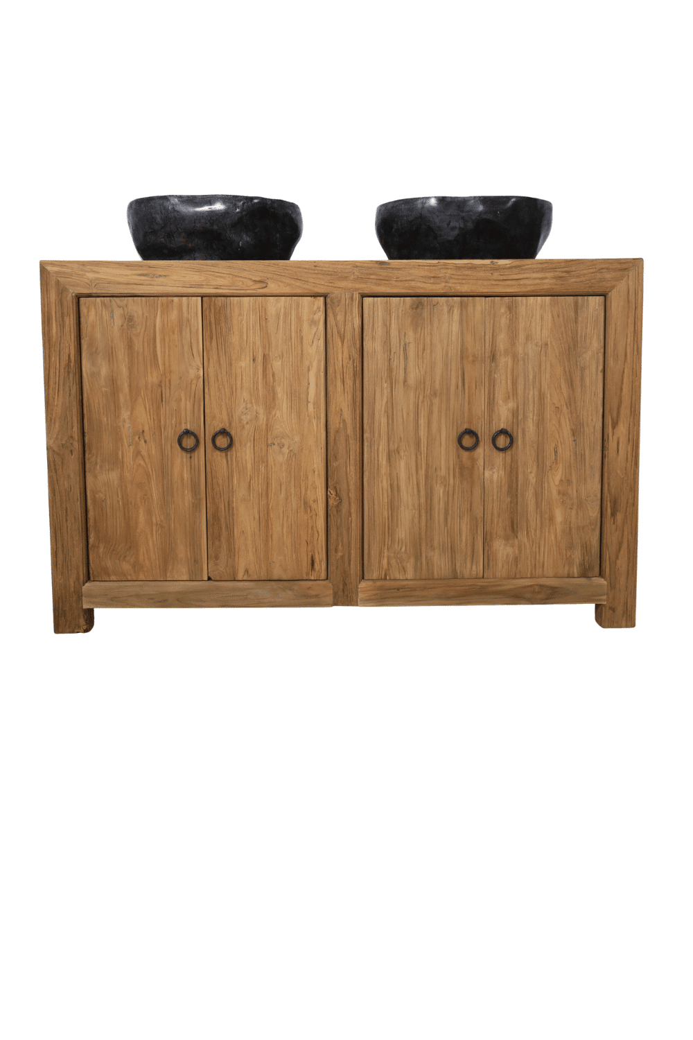 Landelijk teak houten Badkamermeubel alleen deurtjes, geen lades 135x50x85cm