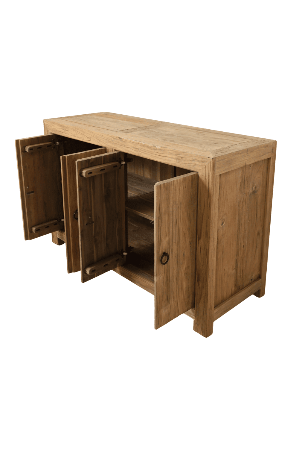 Landelijk teak houten Badkamermeubel alleen deurtjes, geen lades 135x50x85cm