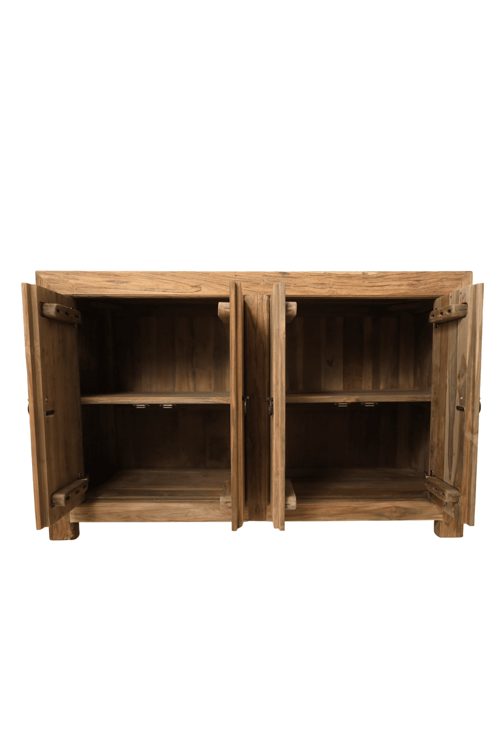 Landelijk teak houten Badkamermeubel alleen deurtjes, geen lades 135x50x85cm