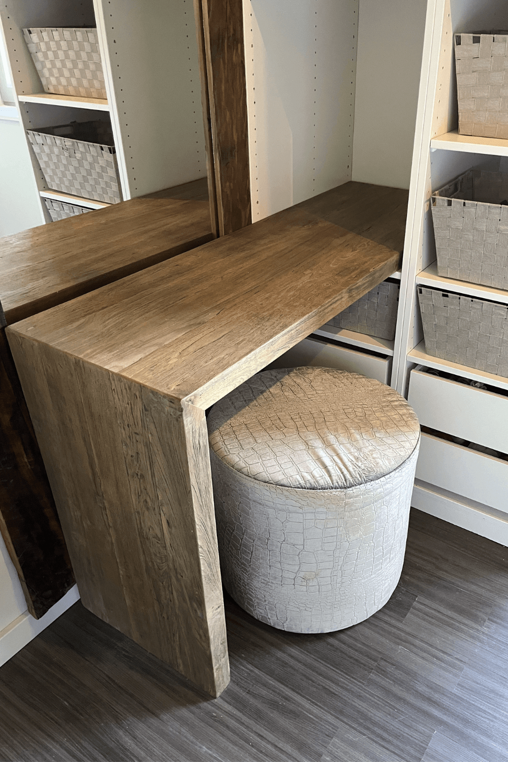 Maatwerk teak houten plank u poot bureau gemaakt van teak hout