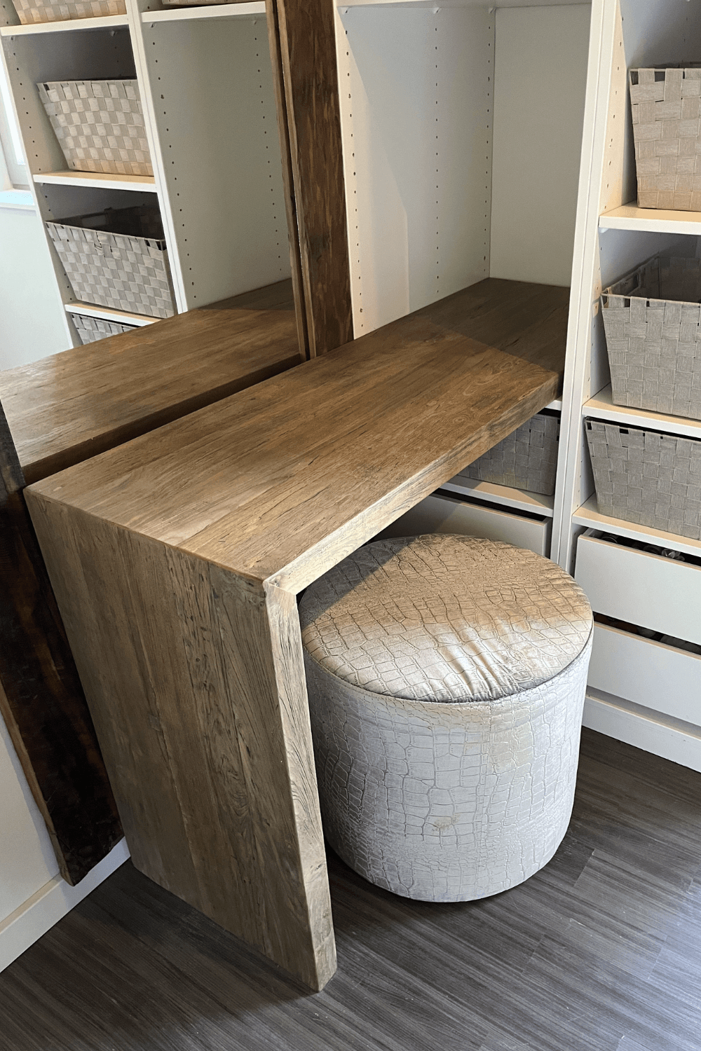 Maatwerk teak houten plank u poot bureau gemaakt van teak hout