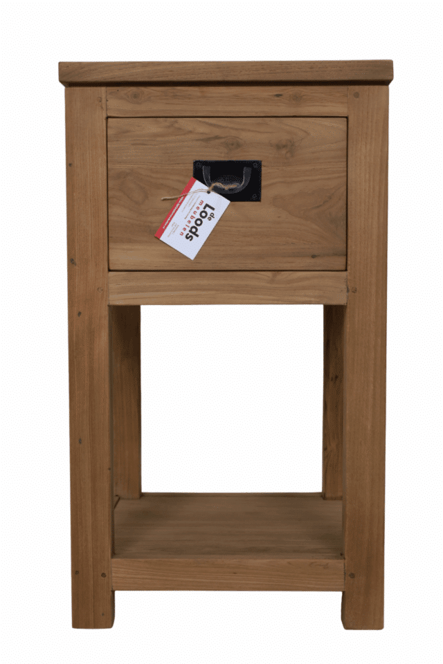 Teak houten nachtkastje met een lade 40x40x70 cm