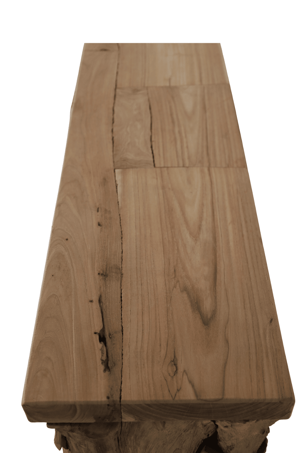 stoere grove Side table rustiek teak hout met wortel teak stukjes 120x32x82 cm