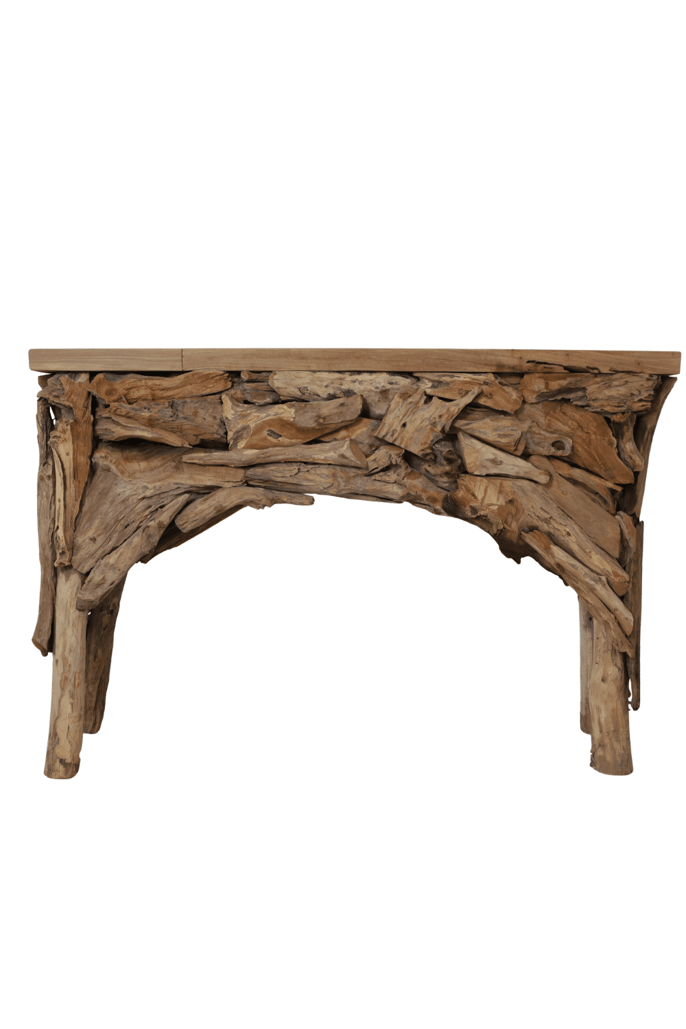 stoere grove Side table rustiek teak hout met wortel teak stukjes 120x32x82 cm